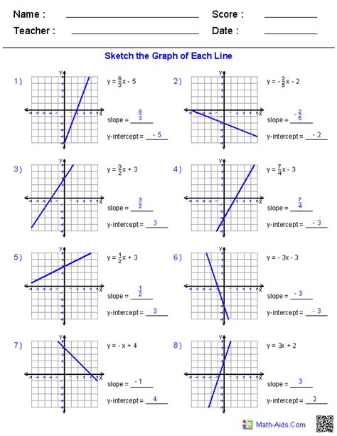 slope and y intercept worksheet|identifying slope and y intercept.